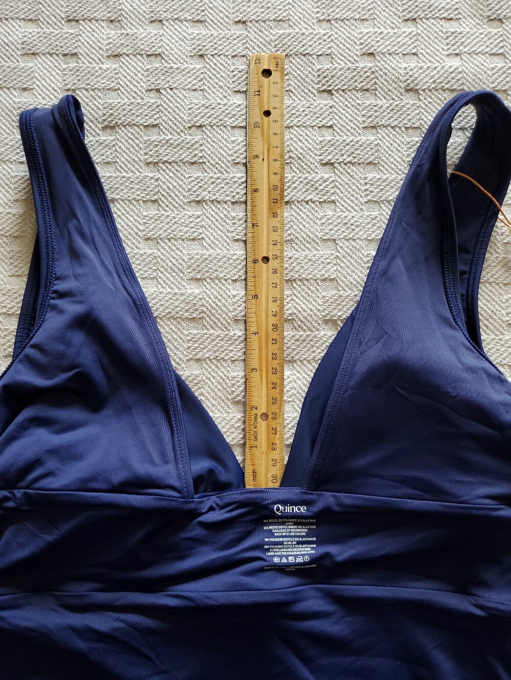 NWT Quince Italian Plunge One Piece Swimsuit Navy Blue - Picture 8 of 11